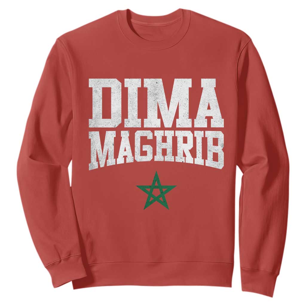 Moroccan Dima Maghrib Flag of Morocco Vintage Green Star Patriotic Sweatshirt TS11 Red Print Your Wear