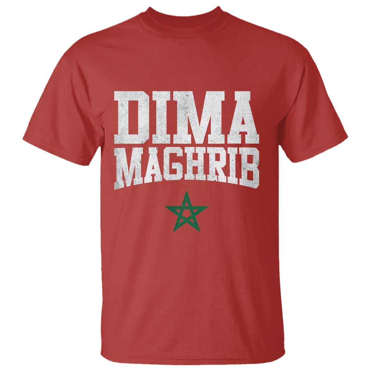 Moroccan Dima Maghrib Flag of Morocco Vintage Green Star Patriotic T Shirt TS11 Red Print Your Wear