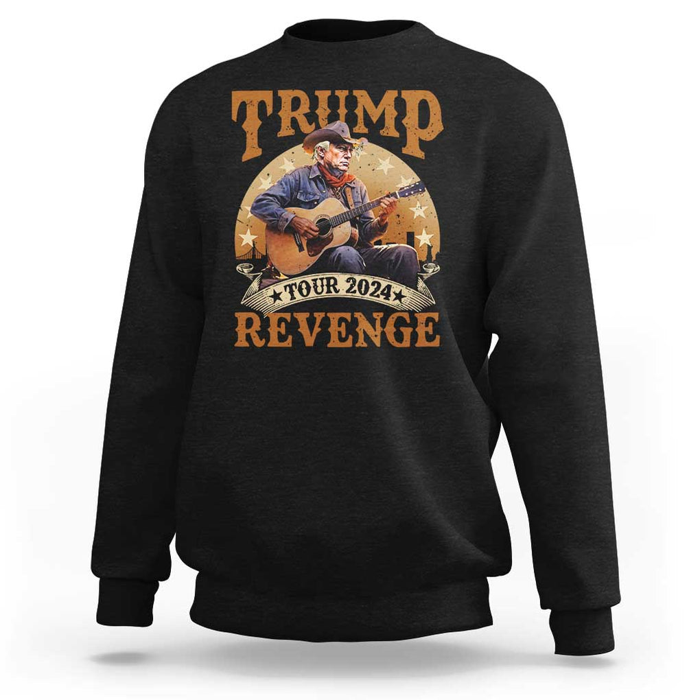 Funny Trump Revenge Tour 2024 Sweatshirt Cowboy Trump Western Country Music Guitar Political Election TS11 Black Print Your Wear