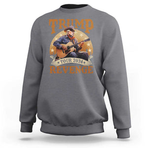 Funny Trump Revenge Tour 2024 Sweatshirt Cowboy Trump Western Country Music Guitar Political Election TS11 Charcoal Print Your Wear