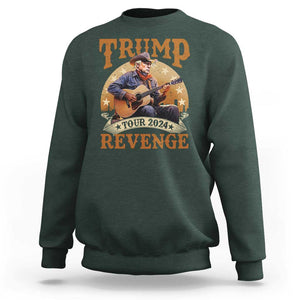 Funny Trump Revenge Tour 2024 Sweatshirt Cowboy Trump Western Country Music Guitar Political Election TS11 Dark Forest Green Print Your Wear