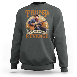 Funny Trump Revenge Tour 2024 Sweatshirt Cowboy Trump Western Country Music Guitar Political Election TS11 Dark Heather Print Your Wear