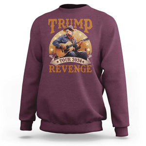 Funny Trump Revenge Tour 2024 Sweatshirt Cowboy Trump Western Country Music Guitar Political Election TS11 Maroon Print Your Wear