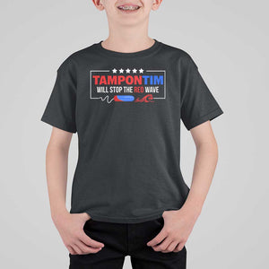 Funny Walz T Shirt For Kid Tampon Tim Will Stop The Red Wave Star TS11 Black Print Your Wear