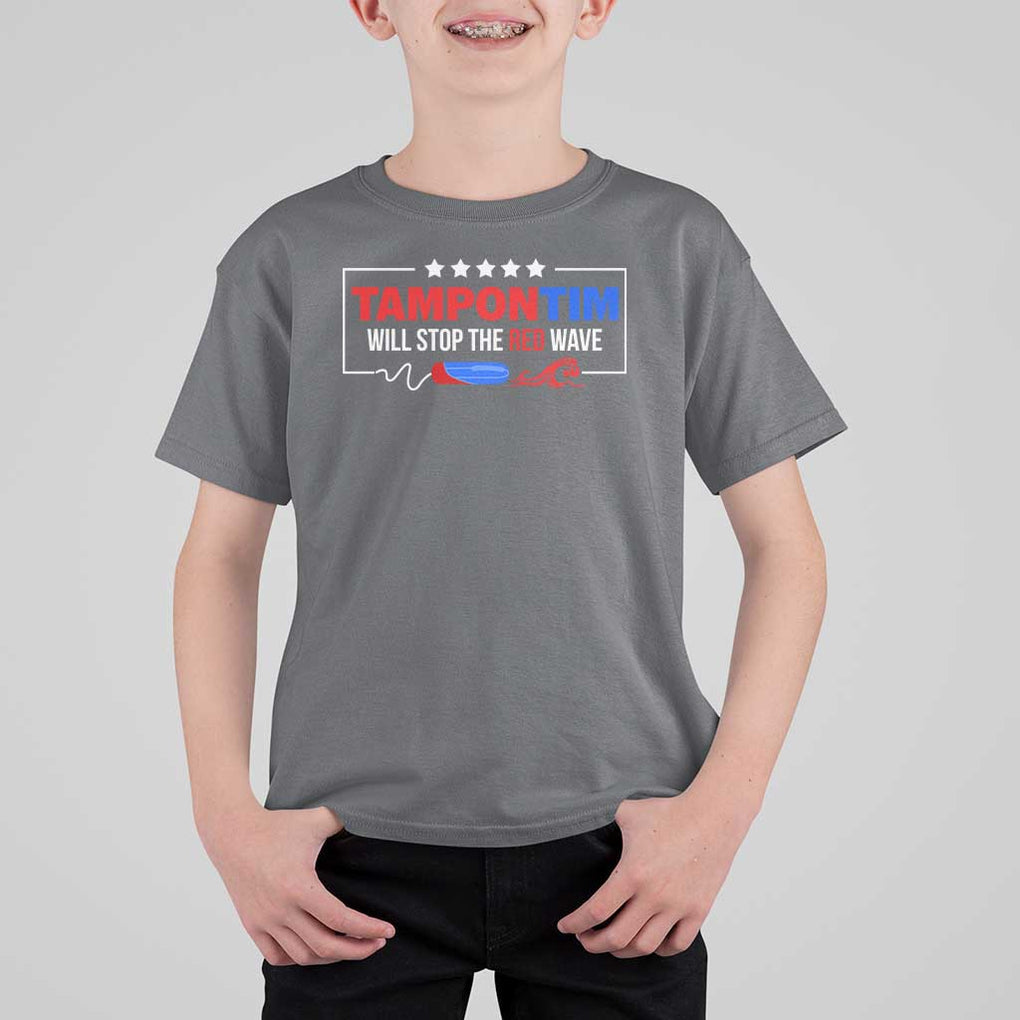 Funny Walz T Shirt For Kid Tampon Tim Will Stop The Red Wave Star TS11 Charcoal Print Your Wear