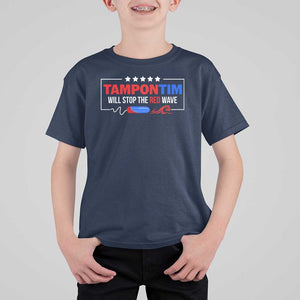 Funny Walz T Shirt For Kid Tampon Tim Will Stop The Red Wave Star TS11 Navy Print Your Wear