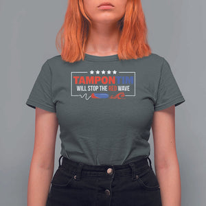 Funny Walz T Shirt For Women Tampon Tim Will Stop The Red Wave Star TS11 Dark Heather Print Your Wear