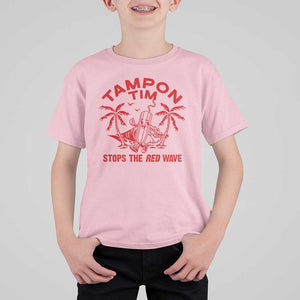 Funny Walz T Shirt For Kid Tampon Tim Stops The Red Wave Coconut Tree TS11 Light Pink Print Your Wear