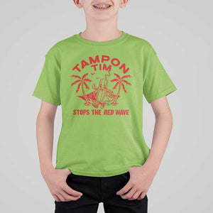 Funny Walz T Shirt For Kid Tampon Tim Stops The Red Wave Coconut Tree TS11 Lime Print Your Wear