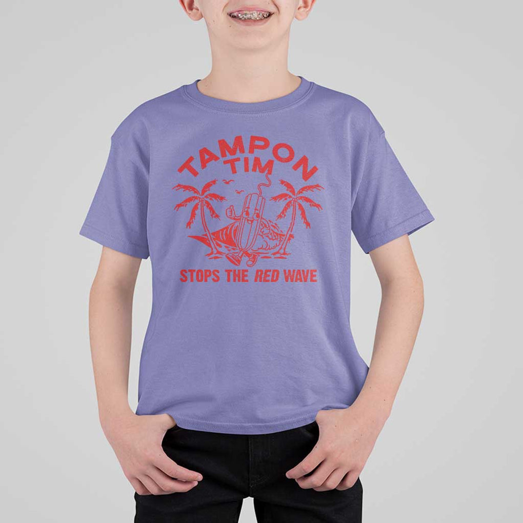 Funny Walz T Shirt For Kid Tampon Tim Stops The Red Wave Coconut Tree TS11 Violet Print Your Wear
