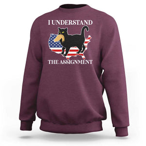 Funny Harris Supporter Sweatshirt I Understand The Assignment Black Cat American Flag TS11 Maroon Print Your Wear