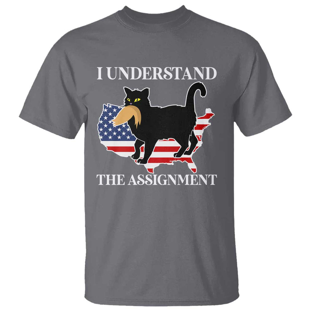 Funny Harris Supporter T Shirt I Understand The Assignment Black Cat American Flag TS11 Charcoal Print Your Wear