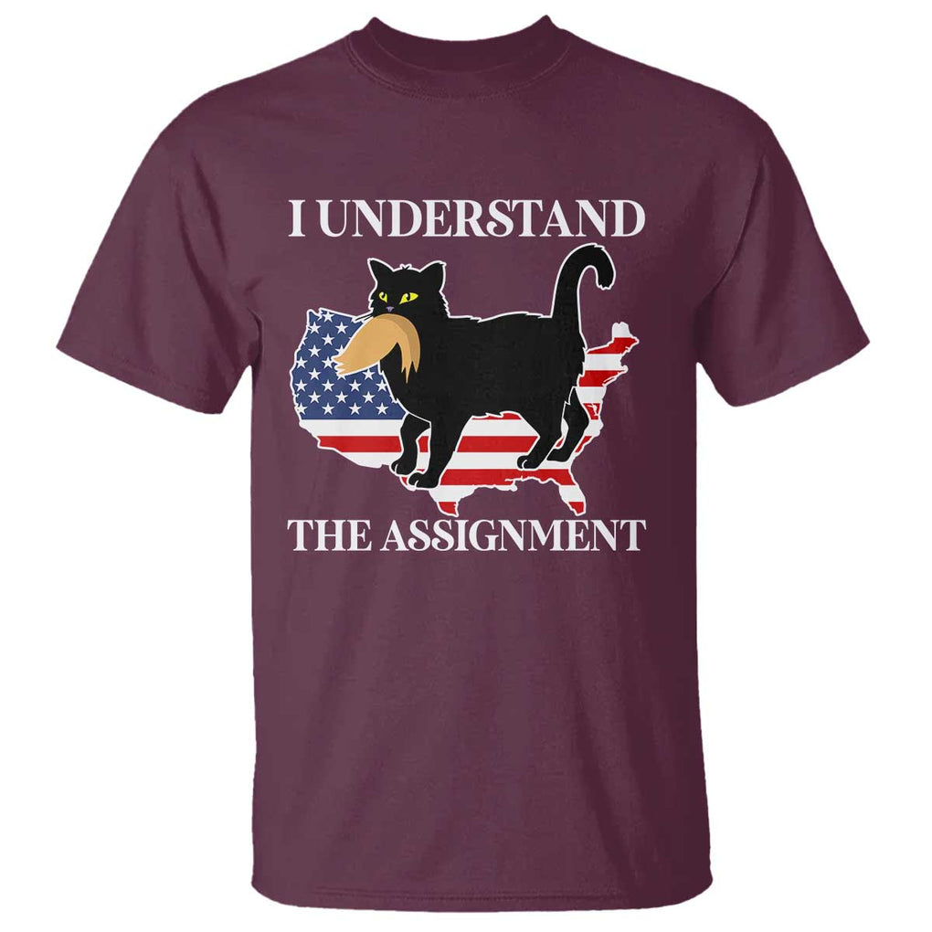 Funny Harris Supporter T Shirt I Understand The Assignment Black Cat American Flag TS11 Maroon Print Your Wear