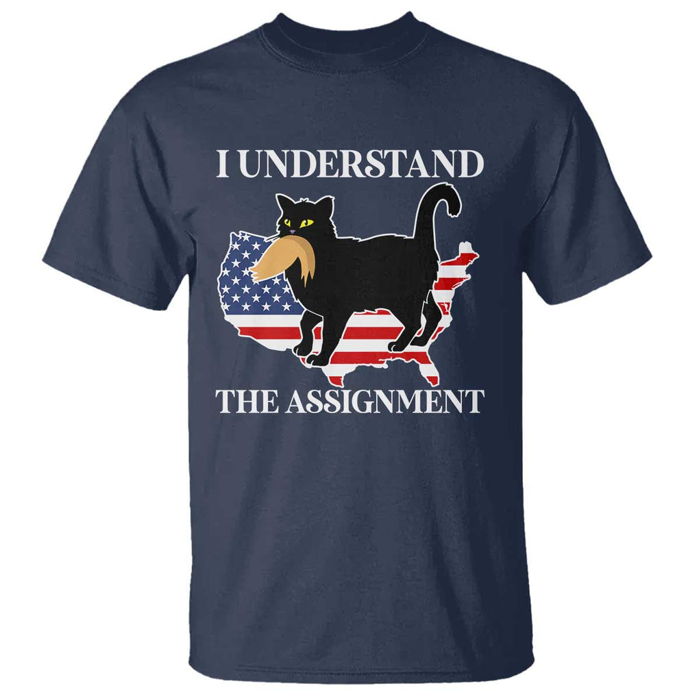 Funny Harris Supporter T Shirt I Understand The Assignment Black Cat American Flag TS11 Navy Print Your Wear