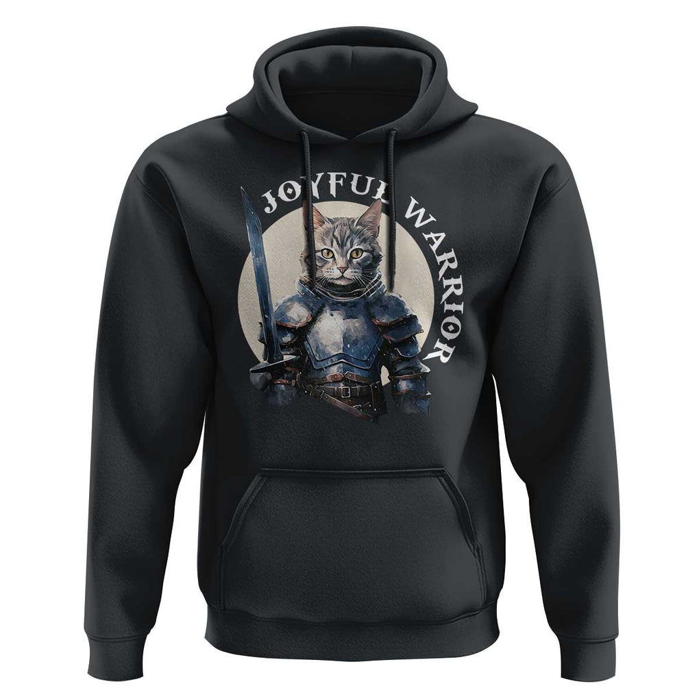 Funny Joyful Warrior Cat Hoodie Kitten Knight For Harris 2024 TS11 Black Print Your Wear