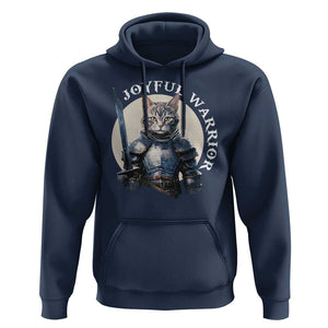 Funny Joyful Warrior Cat Hoodie Kitten Knight For Harris 2024 TS11 Navy Print Your Wear