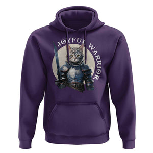 Funny Joyful Warrior Cat Hoodie Kitten Knight For Harris 2024 TS11 Purple Print Your Wear