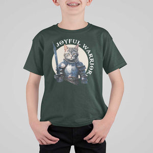 Funny Joyful Warrior Cat T Shirt For Kid Kitten Knight For Harris 2024 TS11 Dark Forest Green Print Your Wear