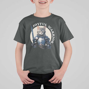 Funny Joyful Warrior Cat T Shirt For Kid Kitten Knight For Harris 2024 TS11 Dark Heather Print Your Wear