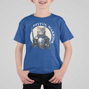 Funny Joyful Warrior Cat T Shirt For Kid Kitten Knight For Harris 2024 TS11 Royal Blue Print Your Wear