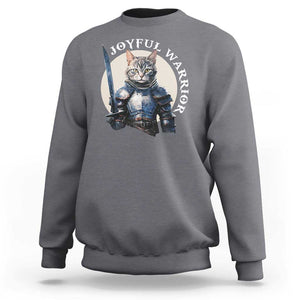 Funny Joyful Warrior Cat Sweatshirt Kitten Knight For Harris 2024 TS11 Charcoal Print Your Wear