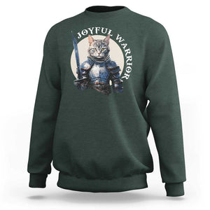 Funny Joyful Warrior Cat Sweatshirt Kitten Knight For Harris 2024 TS11 Dark Forest Green Print Your Wear