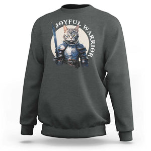 Funny Joyful Warrior Cat Sweatshirt Kitten Knight For Harris 2024 TS11 Dark Heather Print Your Wear