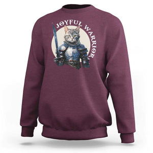 Funny Joyful Warrior Cat Sweatshirt Kitten Knight For Harris 2024 TS11 Maroon Print Your Wear