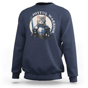 Funny Joyful Warrior Cat Sweatshirt Kitten Knight For Harris 2024 TS11 Navy Print Your Wear