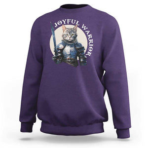 Funny Joyful Warrior Cat Sweatshirt Kitten Knight For Harris 2024 TS11 Purple Print Your Wear