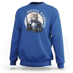 Funny Joyful Warrior Cat Sweatshirt Kitten Knight For Harris 2024 TS11 Royal Blue Print Your Wear