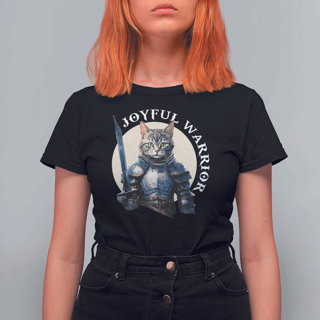 Funny Joyful Warrior Cat T Shirt For Women Kitten Knight For Harris 2024 TS11 Black Print Your Wear