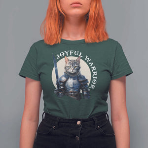 Funny Joyful Warrior Cat T Shirt For Women Kitten Knight For Harris 2024 TS11 Dark Forest Green Print Your Wear