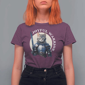 Funny Joyful Warrior Cat T Shirt For Women Kitten Knight For Harris 2024 TS11 Maroon Print Your Wear