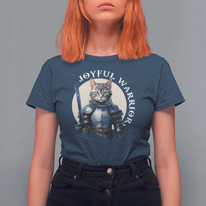 Funny Joyful Warrior Cat T Shirt For Women Kitten Knight For Harris 2024 TS11 Navy Print Your Wear