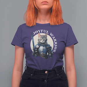 Funny Joyful Warrior Cat T Shirt For Women Kitten Knight For Harris 2024 TS11 Purple Print Your Wear