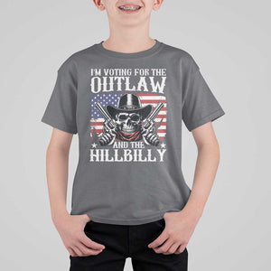 Trump Vance 2024 T Shirt For Kid I'm Voting For The Outlaw And The Hillbilly Western Cowboy Gun US Flag TS11 Charcoal Print Your Wear