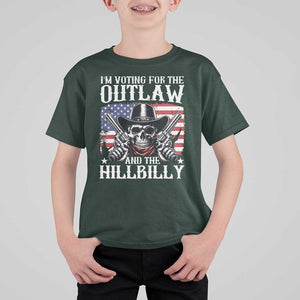 Trump Vance 2024 T Shirt For Kid I'm Voting For The Outlaw And The Hillbilly Western Cowboy Gun US Flag TS11 Dark Forest Green Print Your Wear