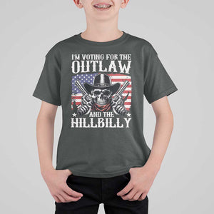 Trump Vance 2024 T Shirt For Kid I'm Voting For The Outlaw And The Hillbilly Western Cowboy Gun US Flag TS11 Dark Heather Print Your Wear