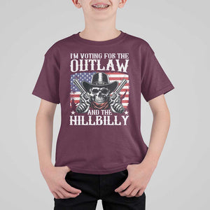 Trump Vance 2024 T Shirt For Kid I'm Voting For The Outlaw And The Hillbilly Western Cowboy Gun US Flag TS11 Maroon Print Your Wear