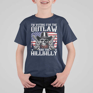 Trump Vance 2024 T Shirt For Kid I'm Voting For The Outlaw And The Hillbilly Western Cowboy Gun US Flag TS11 Navy Print Your Wear