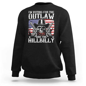 Trump Vance 2024 Sweatshirt I'm Voting For The Outlaw And The Hillbilly Western Cowboy Gun US Flag TS11 Black Print Your Wear