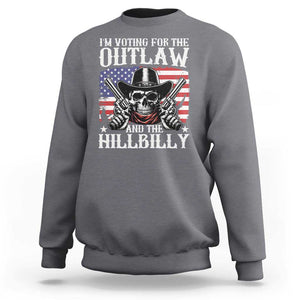 Trump Vance 2024 Sweatshirt I'm Voting For The Outlaw And The Hillbilly Western Cowboy Gun US Flag TS11 Charcoal Print Your Wear