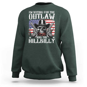 Trump Vance 2024 Sweatshirt I'm Voting For The Outlaw And The Hillbilly Western Cowboy Gun US Flag TS11 Dark Forest Green Print Your Wear