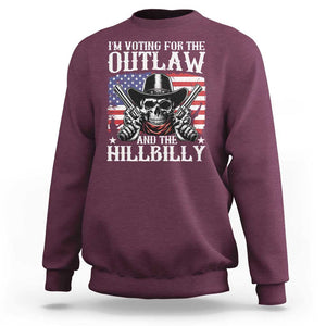 Trump Vance 2024 Sweatshirt I'm Voting For The Outlaw And The Hillbilly Western Cowboy Gun US Flag TS11 Maroon Print Your Wear