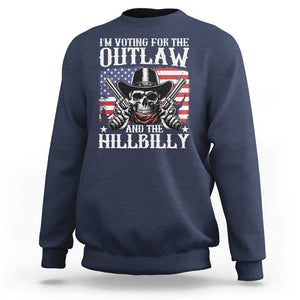 Trump Vance 2024 Sweatshirt I'm Voting For The Outlaw And The Hillbilly Western Cowboy Gun US Flag TS11 Navy Print Your Wear