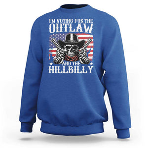 Trump Vance 2024 Sweatshirt I'm Voting For The Outlaw And The Hillbilly Western Cowboy Gun US Flag TS11 Royal Blue Print Your Wear