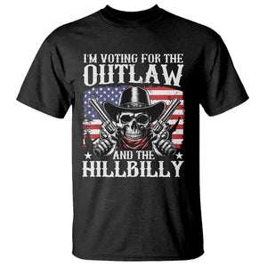 Trump Vance 2024 T Shirt I'm Voting For The Outlaw And The Hillbilly Western Cowboy Gun US Flag TS11 Black Print Your Wear