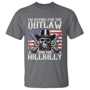 Trump Vance 2024 T Shirt I'm Voting For The Outlaw And The Hillbilly Western Cowboy Gun US Flag TS11 Charcoal Print Your Wear