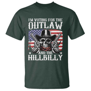 Trump Vance 2024 T Shirt I'm Voting For The Outlaw And The Hillbilly Western Cowboy Gun US Flag TS11 Dark Forest Green Print Your Wear